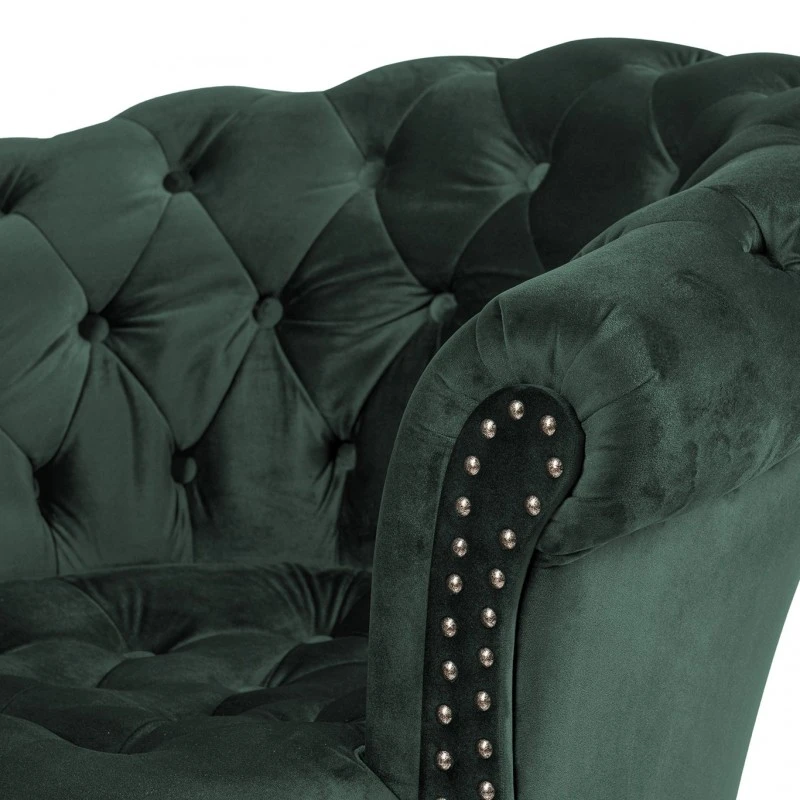 Фотьойл Честърфийлд Людовик, тъмно зелено кадифе